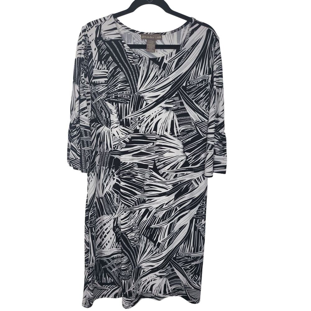 Alexandra & Oak Knee Length Dress XXL Womens Plus Size Flounce 3/4 Sleeve‎